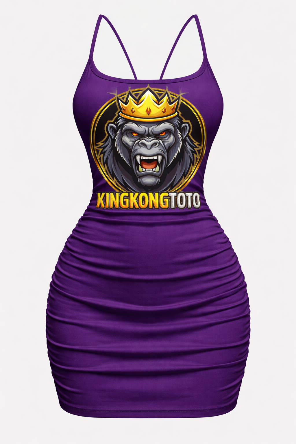 Weekend Dress Grape — Kingkongtoto x Little Islanders Edition, gaun mini ungu dengan sablon logo Kingkongtoto
